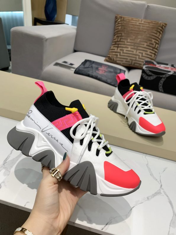VERSACE WOMEN SQUALO KNIT PINK SNEAKERS